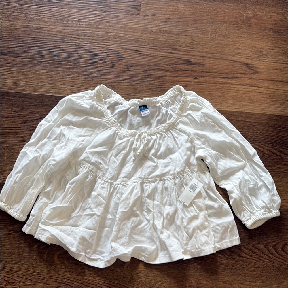 Old Navy White Peasant Blouse with Balloon Sleeves